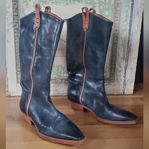 free people we the free montage western cowboy boots blue leather size 38